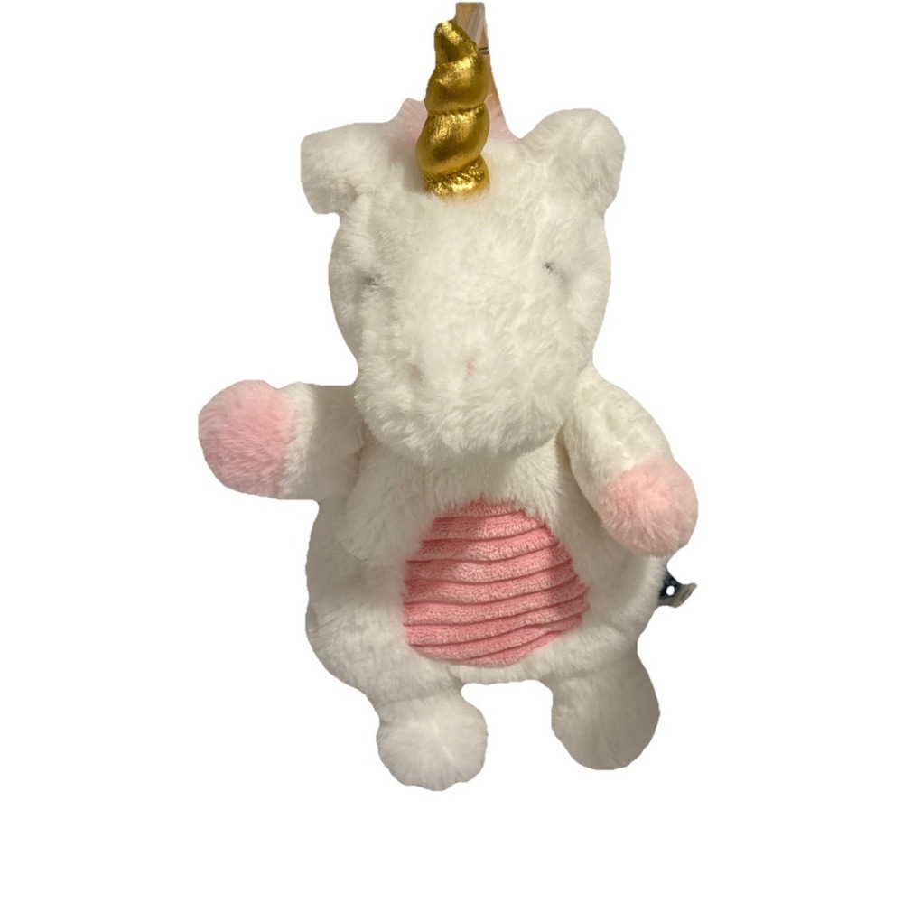 New Mary Meyer Baby Unicorn Lovey Girl Plush White W/Pink Tail Belly & Gold Horn